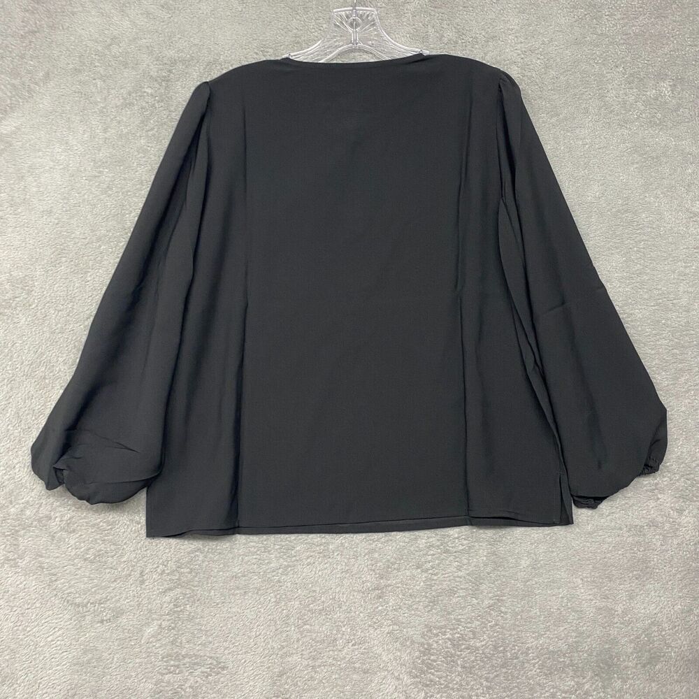 J Crew Shirt Womens 2XS Petite Black Puff Sleeve Satin Back Crepe Office BL711 - Picture 4 of 9